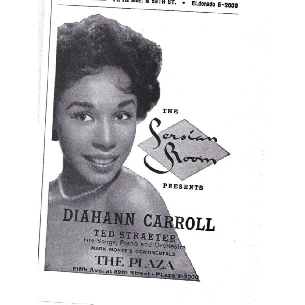 Diahann Carroll Ted Straeter Orchestra Plaza NYC ADVERT 1950s Vintage Print Ad